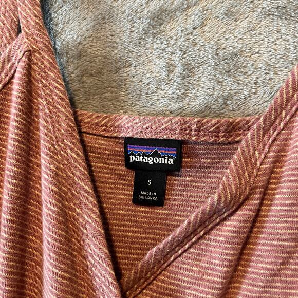 Patagonia‎ Women’s Wrap Dress Hemp Organic Cotton Size Small Striped Pink - Picture 3 of 6
